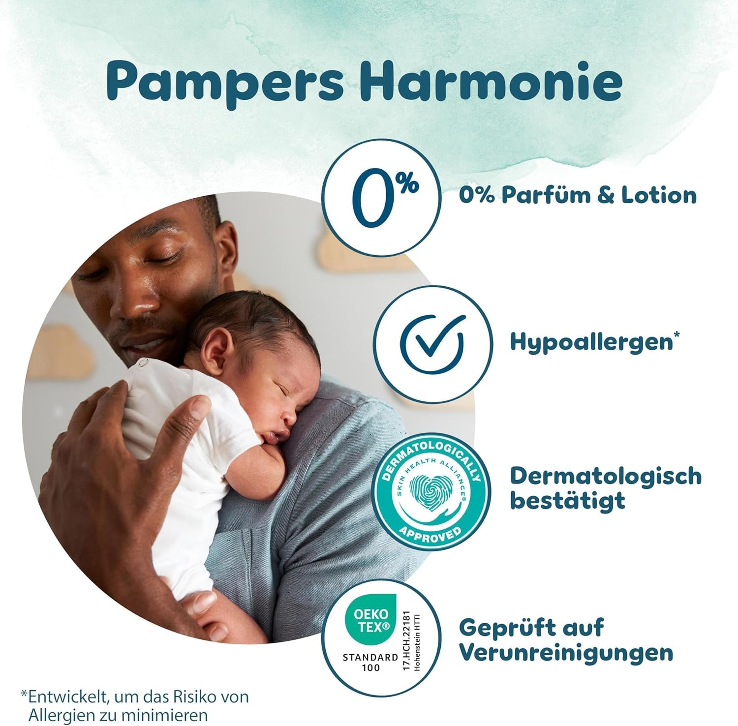 Pampers Harmony luiers maat 2, 204 luiers, 4kg-8kg, zachte huidbescherming met 100% Pampers bescherming