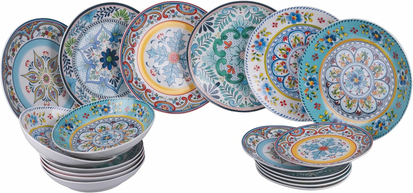 18-delig porseleinen servies, 6 verschillende bordensets, Andalusië