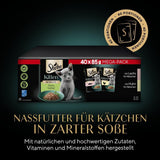Sheba natvoer voor kittens, in diverse zakjes, met zalm (MSC) en kip in saus, multipack 40x85g