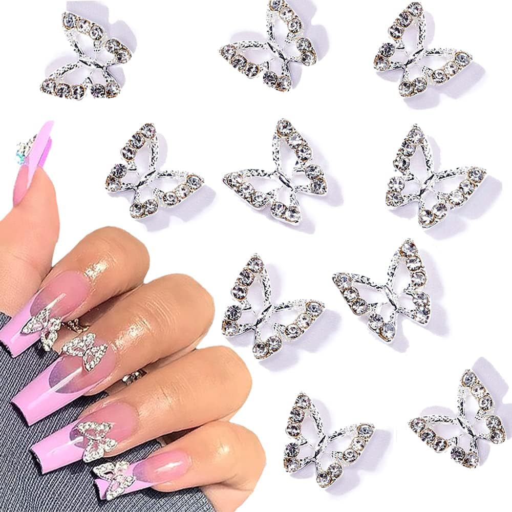 10 stuks Legering Vlinder Nagelbedels Metaal Nagelkunst Hanger Stenen Voor Diamanten Nagels Edelstenen Nagelsieraden Kunstdecoraties Nagelkunst Sieraden maken
