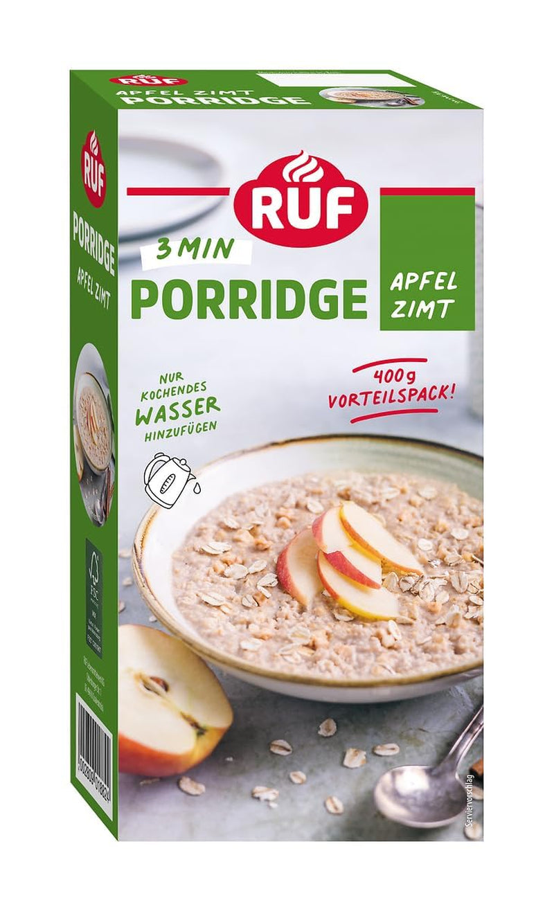 RUF Kaneelappelhavermout met hele havervlokken, delicate kaneelsmaak en gedroogde appelstukjes, snacks, bulkverpakking, 1 x 400 g