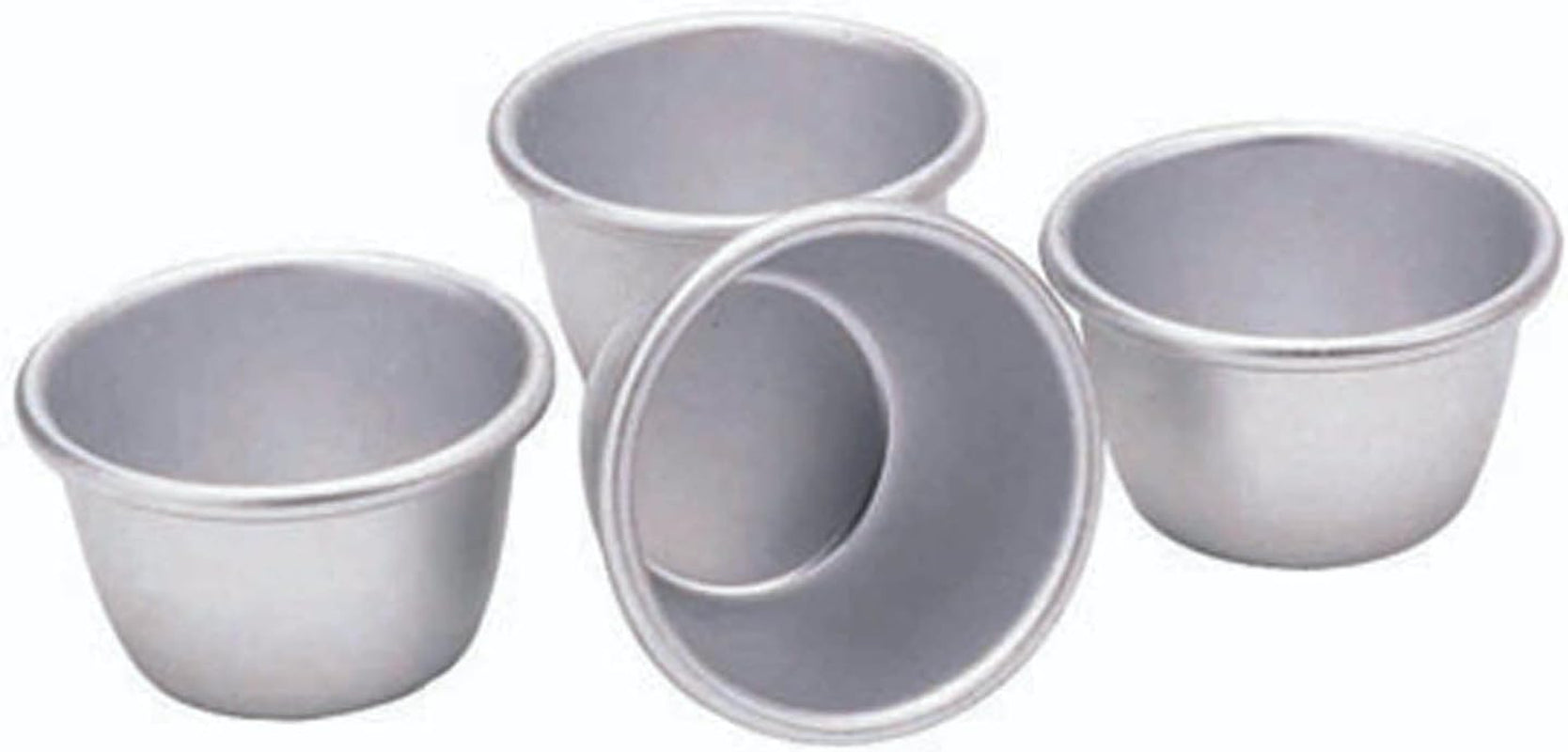 Kitchencraft Mini Puddingvormen Geanodiseerd Aluminium 7,5 cm Set van 4 Zilveren Bakvormen & Dienbladen Naty Shop