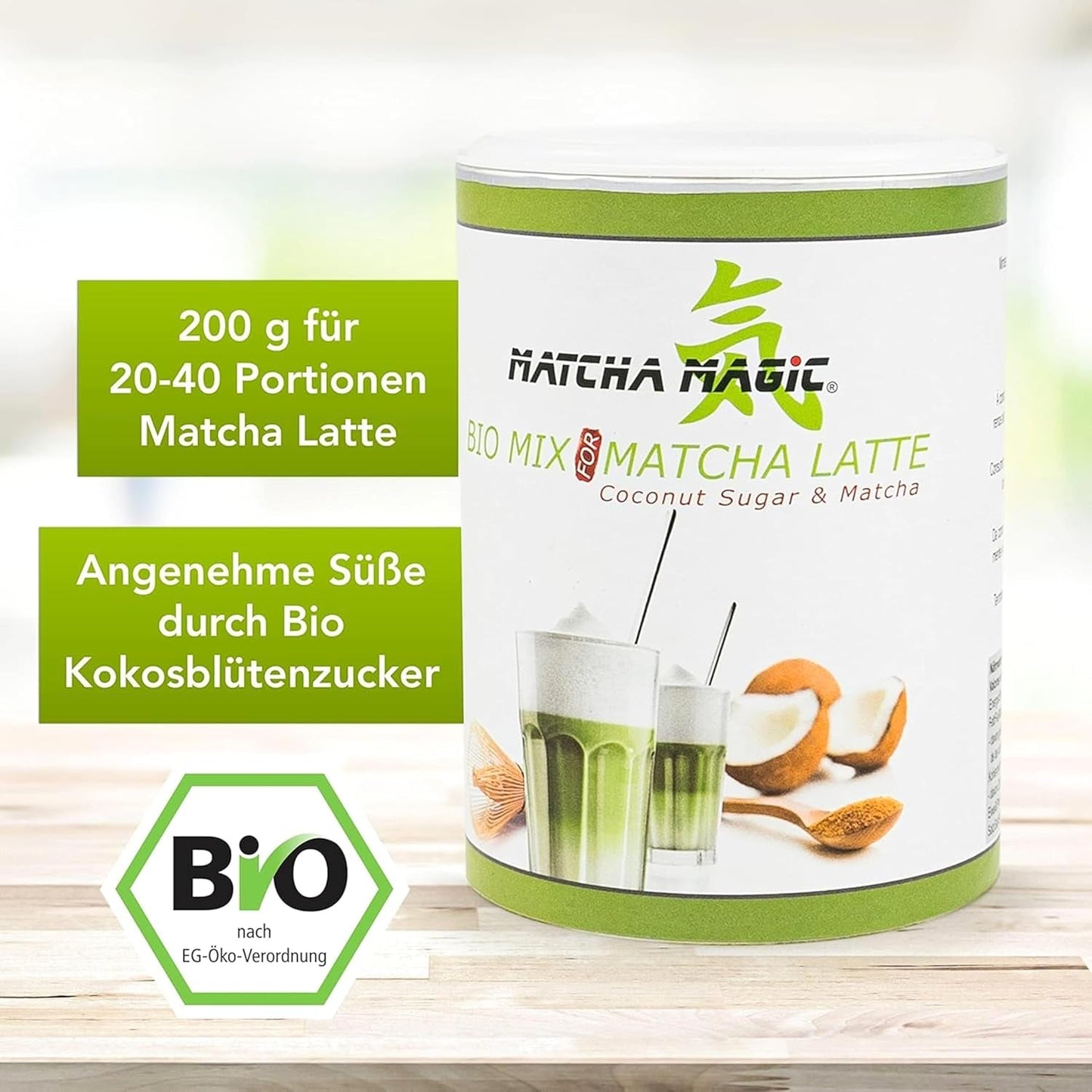 Matchamagic - Biologisch matcha latte poeder uit Japan met kokosbloesemsuiker voor een heerlijke thee