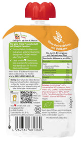 FRECHE FREUNDE Biologisch uitknijpbaar fruitzakje Appel Kaneel Peer Rijst Speltfruitpuree met granen voor baby's vanaf 6 maanden + Veganistisch 6-pack (6 x 100 g)