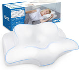 HOMCA nekkussen kussen, traagschuim ergonomisch kussen 3D koelkussenhoes voor rug-, zij- of buikligging, 62 x 41 x 9,5/12,5 cm Cervicale orthopedische kussens Naty Shop Wit
