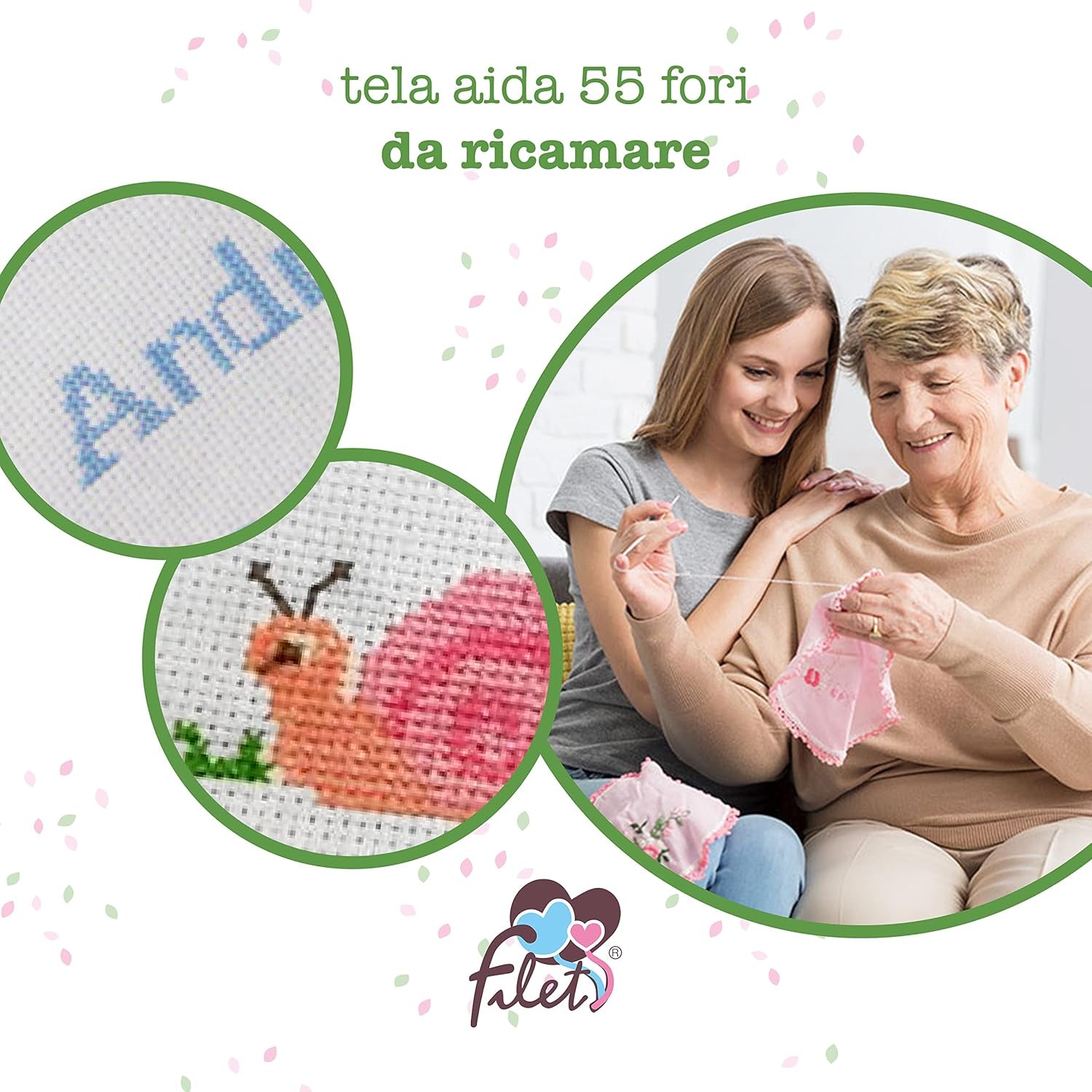 Wit en roze beddengoedset voor reiswieg, bestaande uit 1 hoeslaken, 1 bovenlaken met Aida-lint voor borduursel en 1 kussensloop, 100% katoen, Made in Italy Quilts en quilts Naty Shop