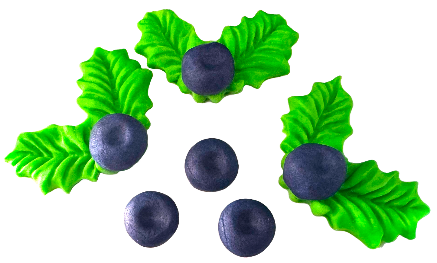 Set van 6 eetbare suikerdecoraties, Cranberry Sugar Paste Decorations Nati Shop
