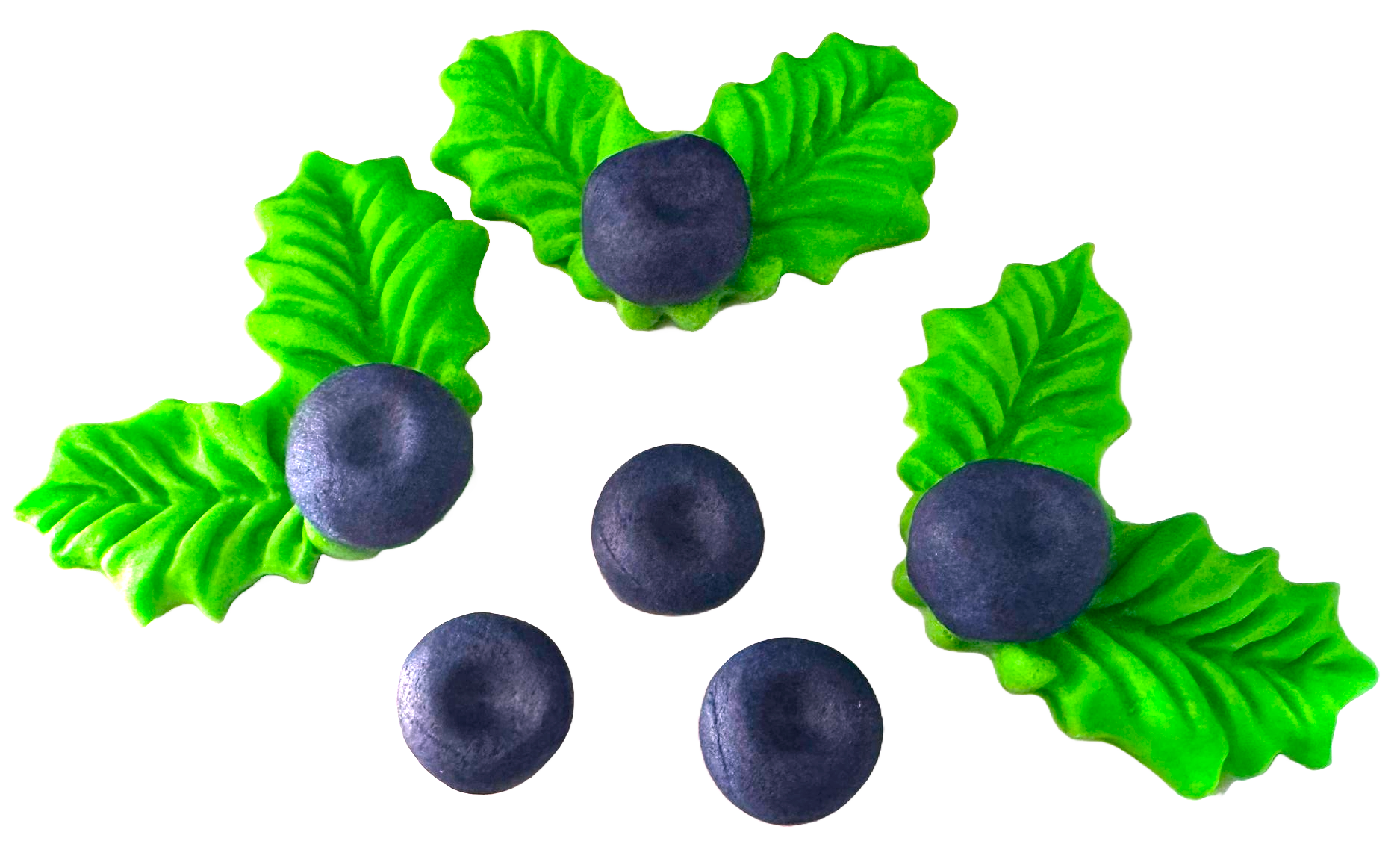Set van 6 eetbare suikerdecoraties, Cranberry Sugar Paste Decorations Nati Shop