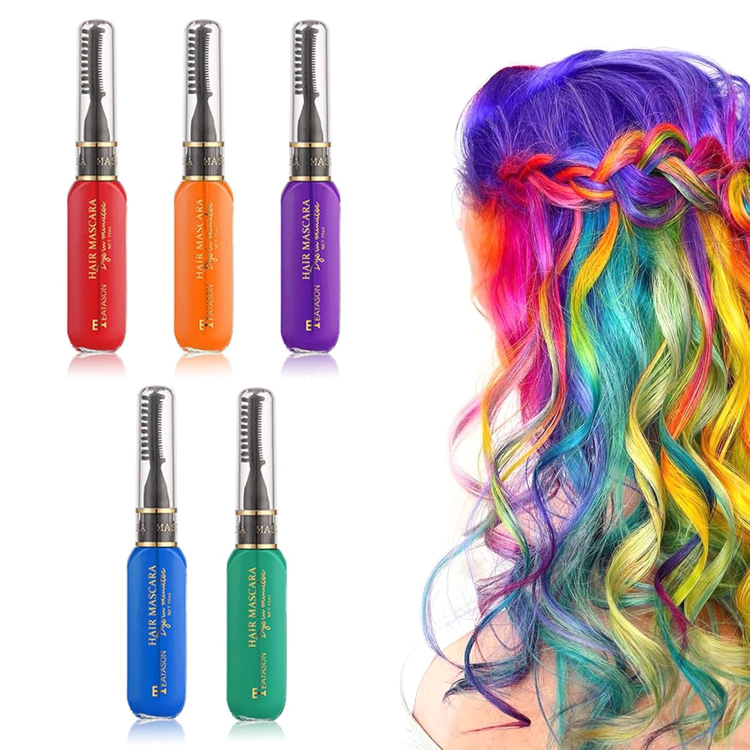 5 kleuren Tijdelijke haarverf voor kinderen Wasbare kleur Mascara Haarkrijt Salon Haarverf Naty Shop