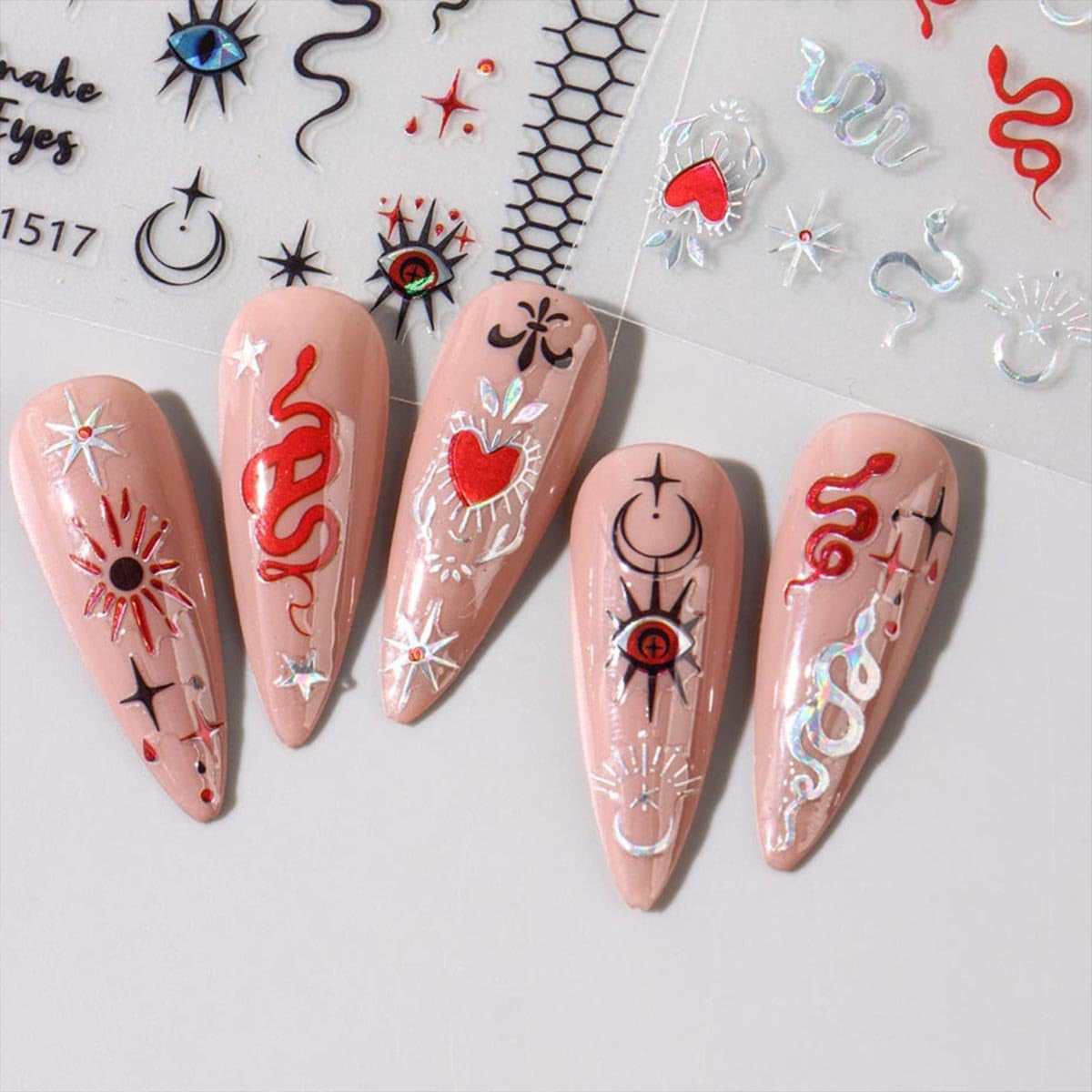JMEOWIO Nagelsticker Mond Stern 10 Blatt Nail Art Sticker Selbstklebend Nagelaufkleber Decoratie Nageldesign Zubehör