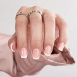 Btartbox Korte vierkante kunstnagels Baby Boomer lijm op witte gradiënt roze kunstnagels Korte kunstnagels met nagellijm 30 stuks vierkante kunstnagels