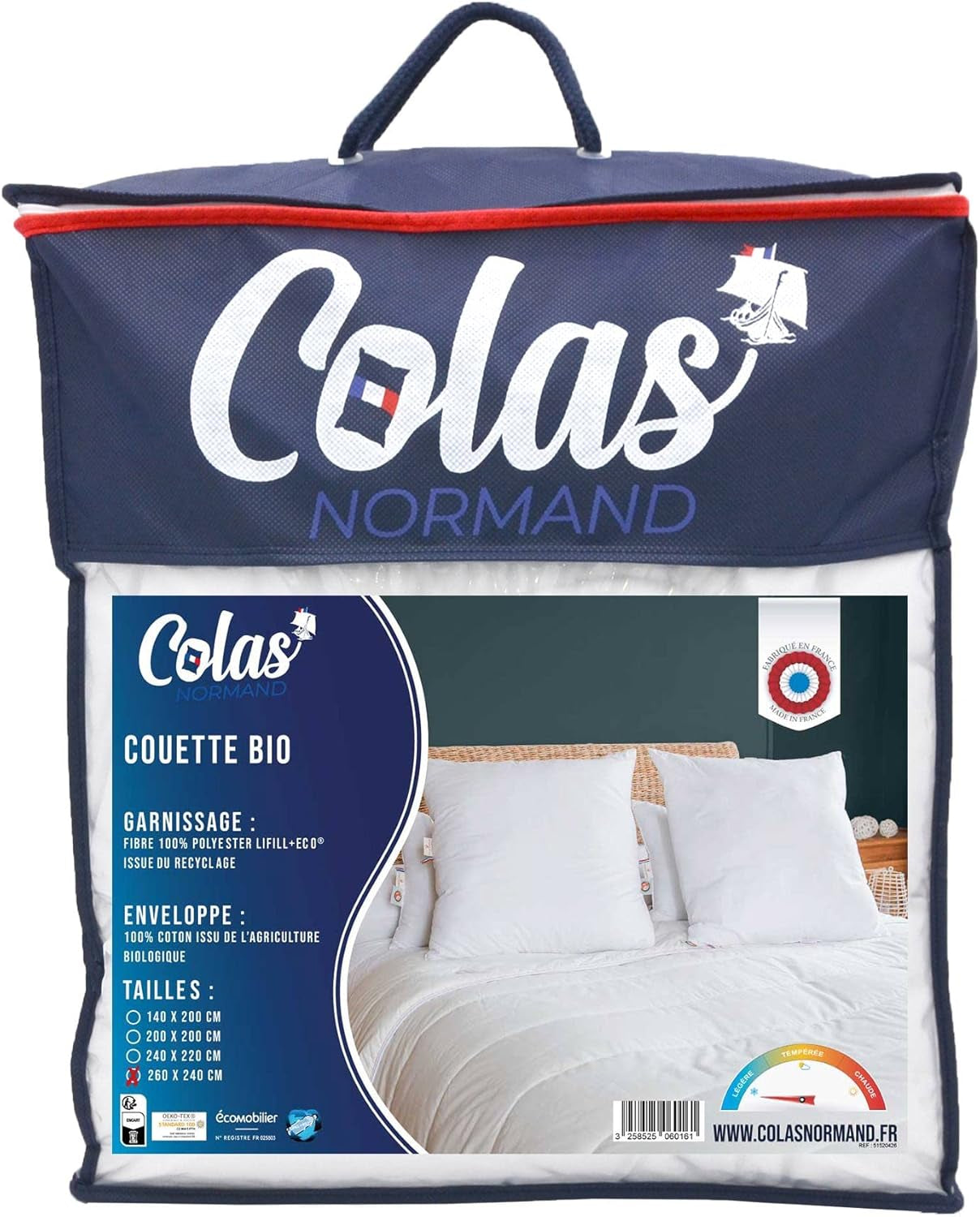 COLAS NORMAND dekbed 260 X 240 cm, biologisch katoen en gerecyclede vulling, licht, zacht, machinewasbaar op 40 °C Quilts en quilts Naty Shop Standaard titel