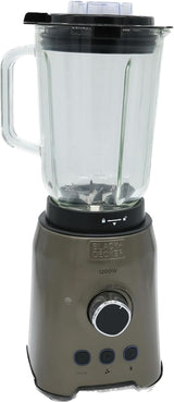 BLACK+DECKER Keukenmixer | 500W | 2 snelheden | Pulsfunctie | Glasrug | 1,5L | Edelstahlmesser Mit 4 Klingen | Herausnehmbar en Leicht Zu Reinigen | Weiß Und Grau Keuken Naty Shop 1200W Edelstahl