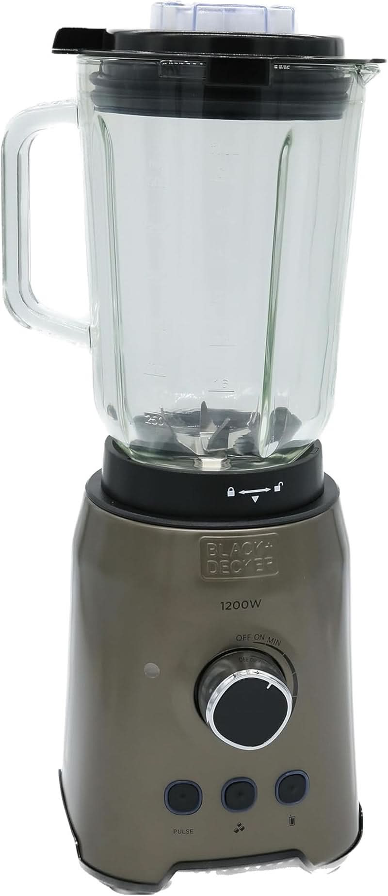 BLACK+DECKER Keukenmixer | 500W | 2 snelheden | Pulsfunctie | Glasrug | 1,5L | Edelstahlmesser Mit 4 Klingen | Herausnehmbar en Leicht Zu Reinigen | Weiß Und Grau Keuken Naty Shop 1200W Edelstahl