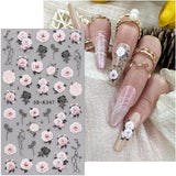 JMEOWIO 3D Nagelsticker Blumen Nail Art Sticker Selbstklebend Nagelaufkleber 5D Stereoskopisch Frühling Zomer Decoratie Nageldesign Zubehör 4 Blatt