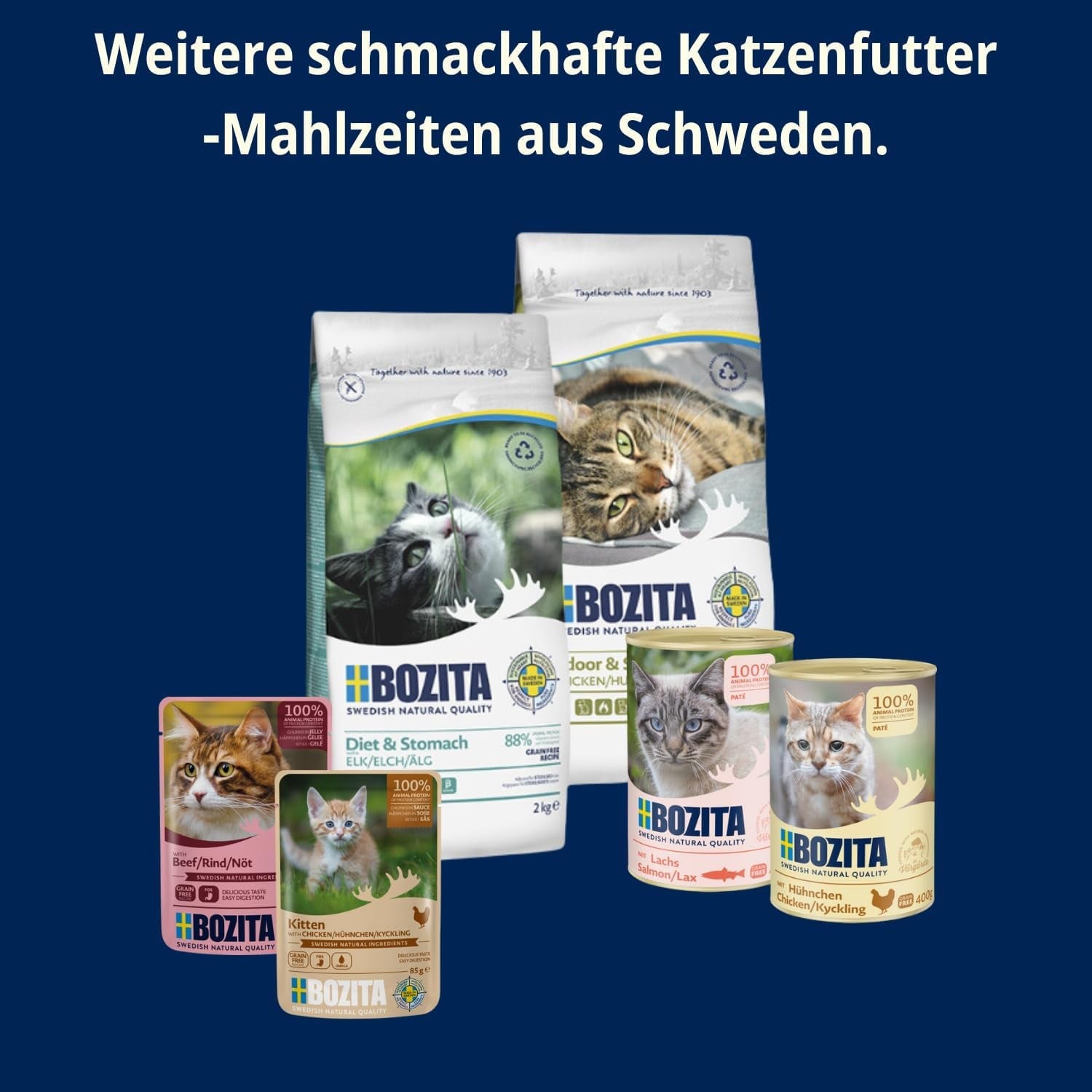 Bozita Mousse MSC Zalm - 12 x 85g kattennatvoer met een fijne textuur van mousse en zalm - graanvrije receptuur, geen toegevoegde suikers of kleurstoffen - met postbiotica ter ondersteuning van de darmflora