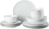 Rosenthal Junto Wit servies, porselein, wit, platte borden, dinerborden Ø 22 cm, dinerborden Ø 21,5 cm en mueslischalen Ø 14 cm, 0,62 l, vaatwasser- en magnetronbestendig, set voor 4