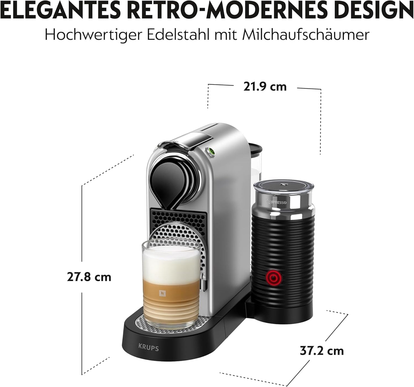Espressomachine met Nespresso-capsules XN761B Citiz&Milk | Automatische standby-modus | 1260 watt | Capaciteit watertank: 1 l | Pompdruk: 19 bar | Zilver