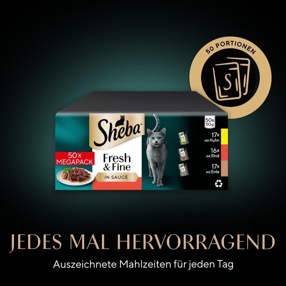 Sheba CATCARE Zakje Nat Vers & FIJN (Vlees) Stukjes IN Jus Volwassene 50G Multipack Standaard