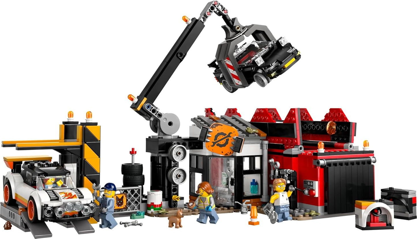 LEGO City schroothoop met auto's - speelgoed met schrootpers en kraan, 2 speelgoedauto's, 4 werkende minifiguren en kantoorgebouw - verjaardagscadeaus voor jongens en meisjes vanaf 8 jaar 60472 Besuche den LEGO-Store bouwsets
