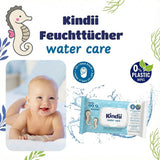 Kindii Water Care Vochtige doekjes - Aqua Babydoekjes - 100% viscose, 99,9% water, grapefruitextract, sjaalmaat 150x200, 100% biologisch afbreekbaar, plasticvrij, reinigingsdoekjes voor de gevoelige huid