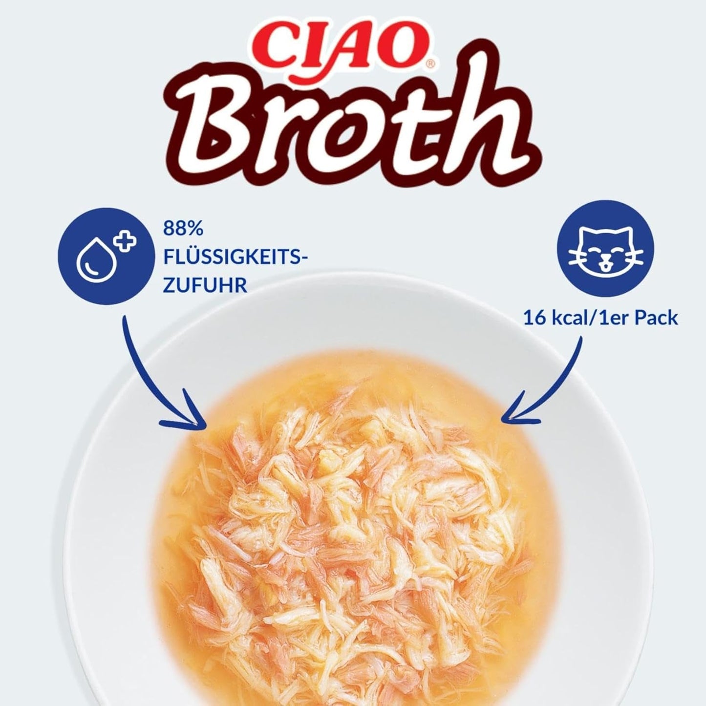 INABA Ciao Broth Natvoer voor katten 88% vocht en vitamine E, premium soep voor katten met kip 40 g (pak van 12), 100% natuurlijk vlees, graanvrij, suikervrij