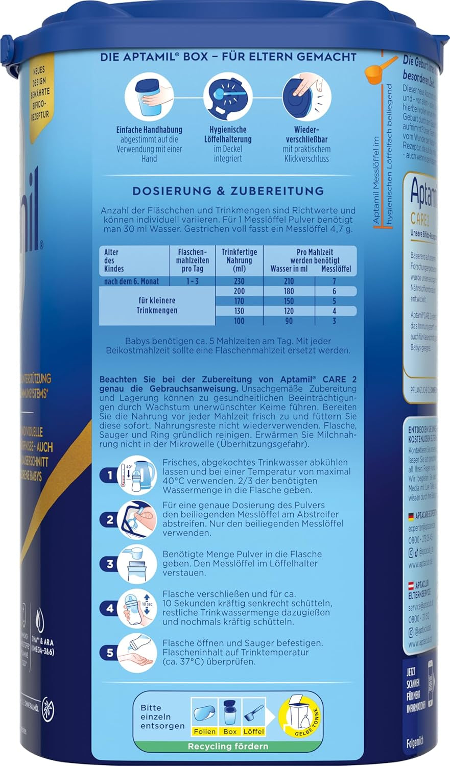Aptamil Care 2 – Ook geschikt voor baby's geboren via een keizersnede – 1 x 800 g