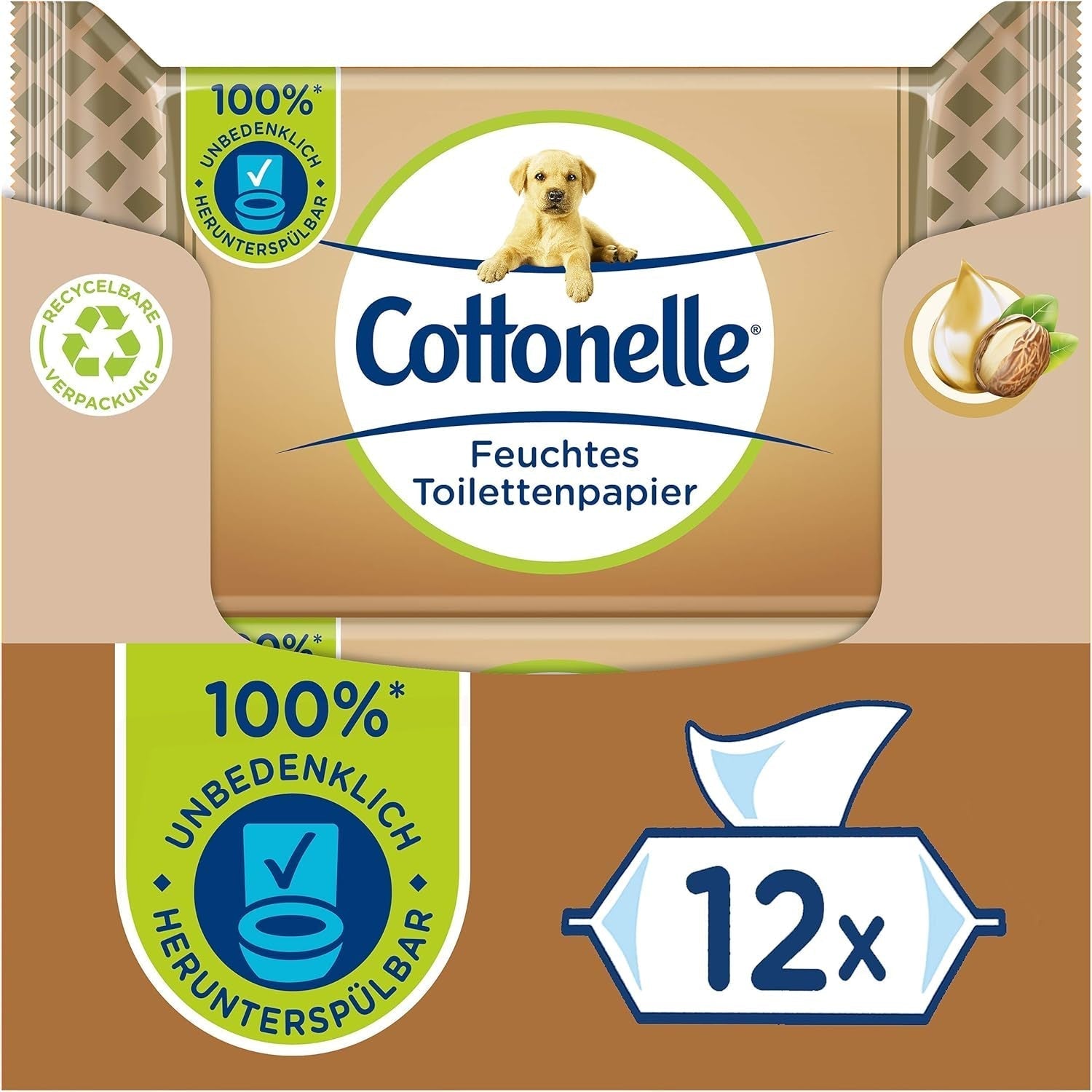 Vochtige doekjes, My Spa Experience - Kasjmier en Sheaboter, Biologisch afbreekbaar, Plasticvrij, Hersluitbaar, Voordeelverpakking, 12 X 42 Vochtige doekjes