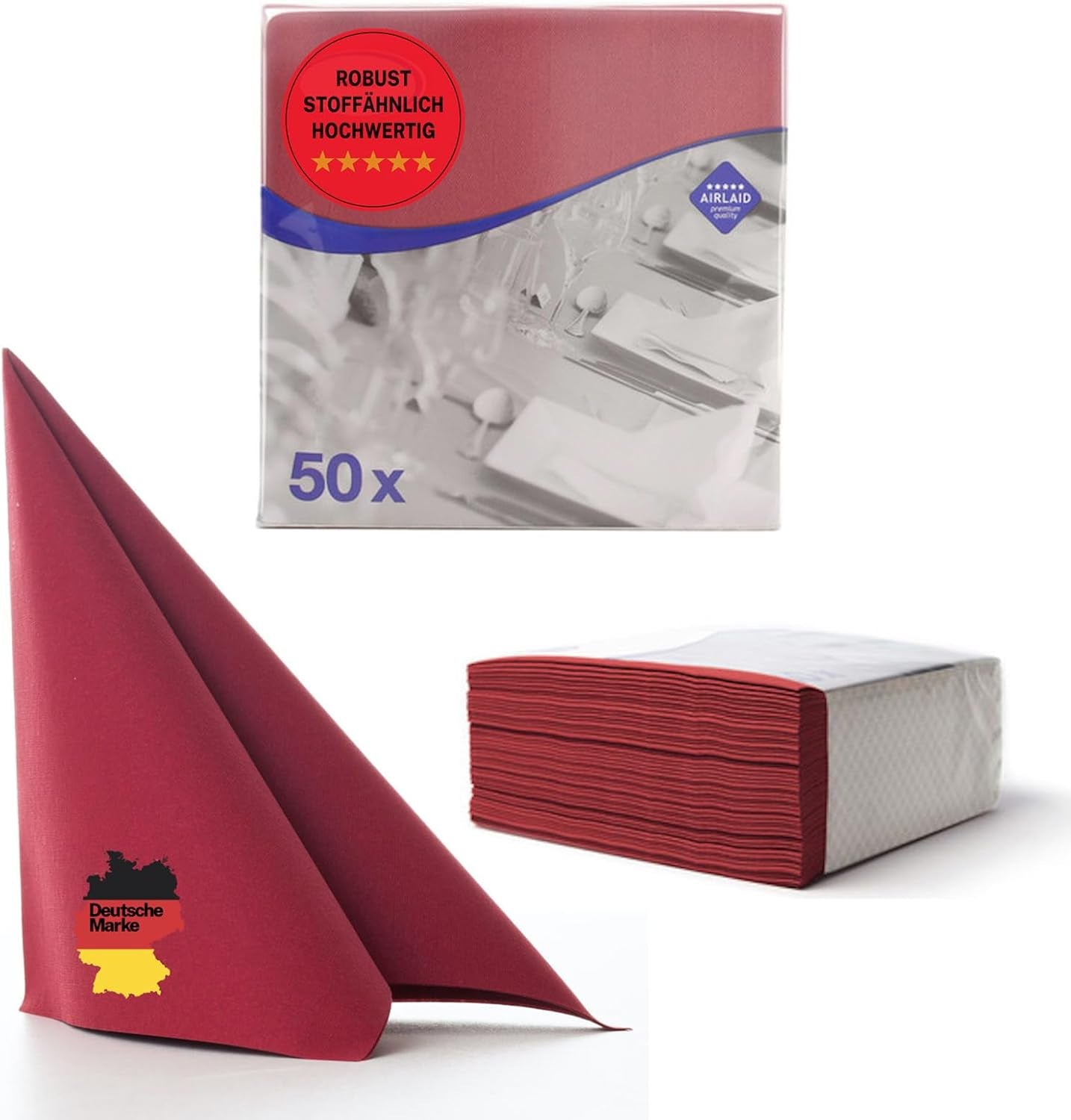 50 Aroba Airlaid Servetten Textiel Look 19 KLEUREN 40X40 Cm 1/4 vouw Hoge kwaliteit Textiel Look Bruiloft Servetten voor Jubilea Hotel Catering Feestdagen Kerst Bruiloft Roze