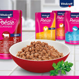 Vitakraft Poésie Classique, kattennatvoer, kattenvoer in saus, met kip, met kalkoen, met rundvlees, met zalm, zonder toegevoegde suiker en granen (1 pakje van 12 x 85 g)