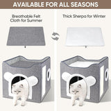 Katzenbetten voor Indoor Katzen, Faltbares Katzenhaus, Katzenhöhle 2 Schicht Würfel Großer Raum Katzenbett met Kratzbrett en Spielball, 15,8 x 15,8 x 15 inch