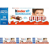 Kinder Chocolate - Gevulde melkchocoladerepen - 1 pakje met 24 individuele repen (24 x 12,5 g).