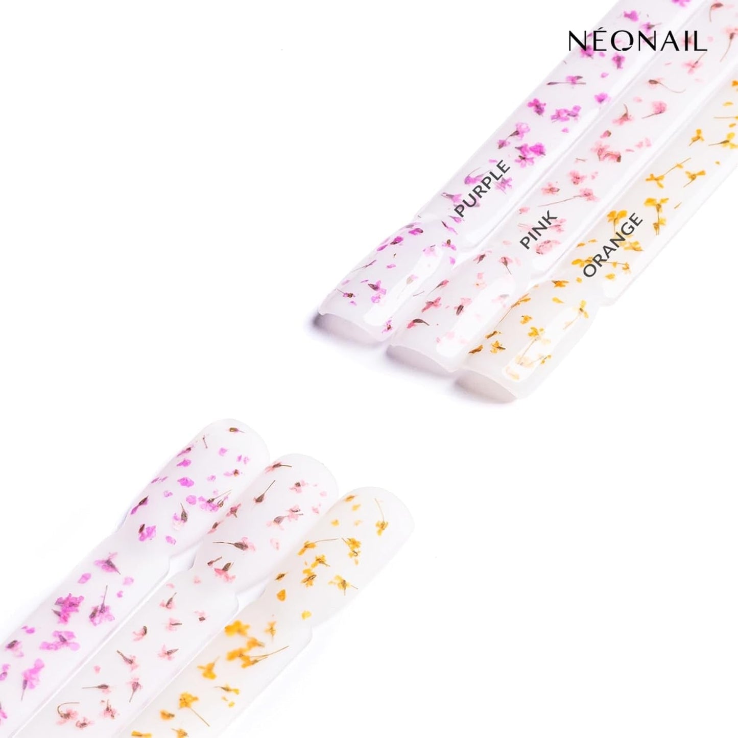 NÉONAIL Nail Art Flowers Set - Trockenblumen - Getrocknete Blumen - Nageldesign Zubehör - Nageldekorationen - Getrocknete Blüten - Nageldecoratie - Gelnägel Zubehör - 3 kleuren - Rosa, Lila, Oranje