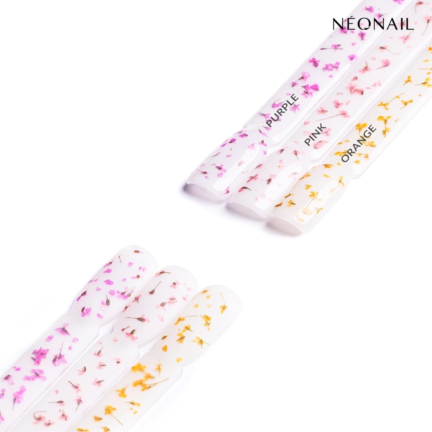 NÉONAIL Nail Art Flowers Set - Trockenblumen - Getrocknete Blumen - Nageldesign Zubehör - Nageldekorationen - Getrocknete Blüten - Nageldecoratie - Gelnägel Zubehör - 3 kleuren - Rosa, Lila, Oranje