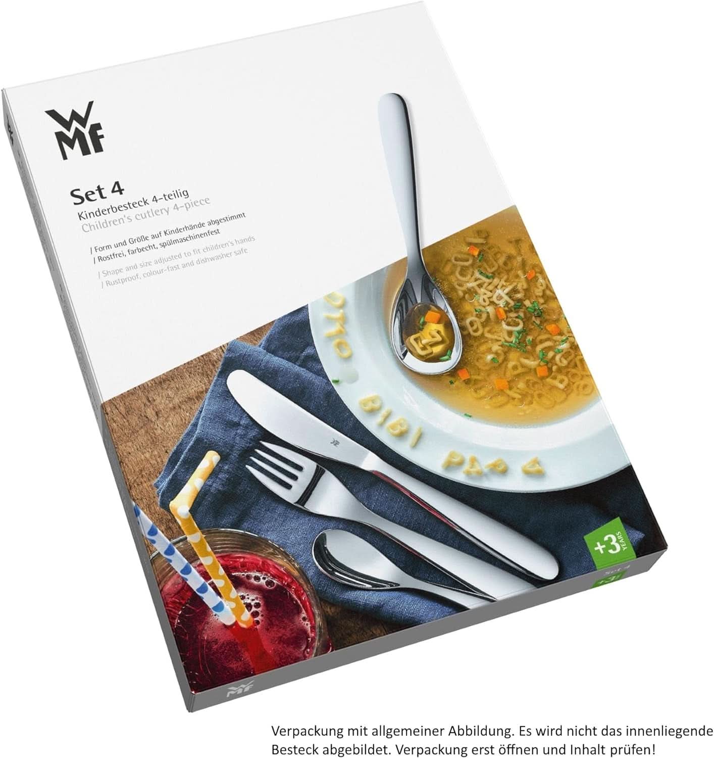 WMF Animals roestvrijstalen bestekset voor kinderen, 4-delig, gepolijst Cromargan Kitchen Naty Shop