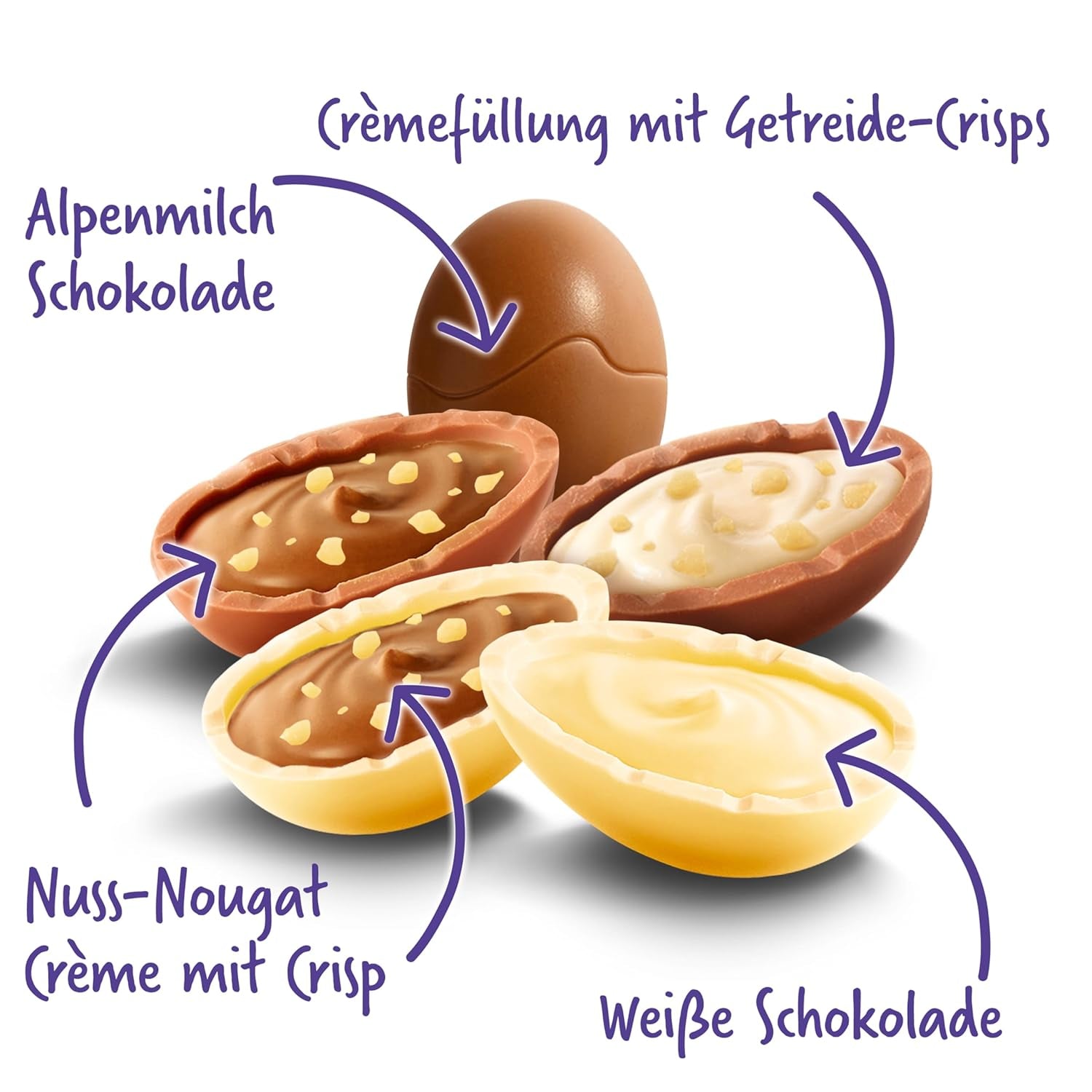 Mix voor Milka-eieren - Kleurrijke mix van gevulde chocolade-eieren voor Pasen, in vijf varianten - 350g