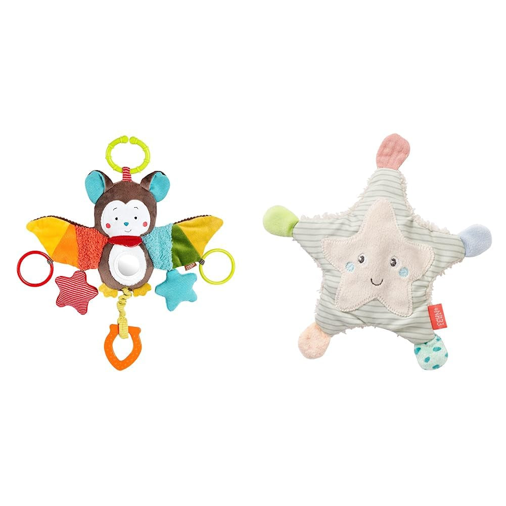 Fehn Octopus Activity Toy - Babymotorisch speelgoed voor kinderwagens en slimme starts, Oball, rammelaar met grijpballen om te wandelen, interactief babyspeelgoed Bebe Toys Naty Shop Animal Rittling Activity Pack Bat