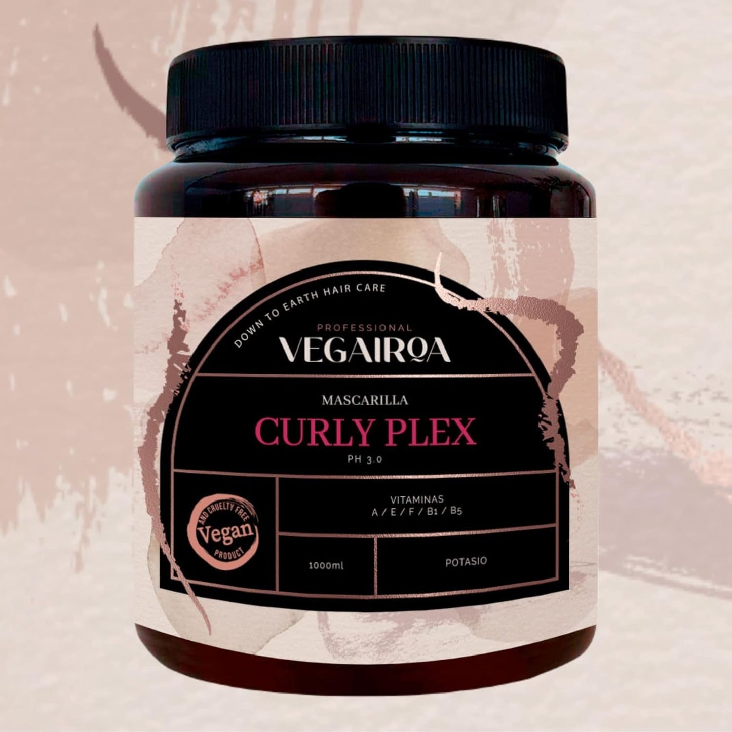 VEGAIROA - Curly Plex Mask - Masker voor gedefinieerde krullen zonder kroezen - Diep hydraterende verzorging - Voor krullend of golvend haar - Professioneel veganistisch kappersproduct - 1000ml Naty Shop Haarmasker