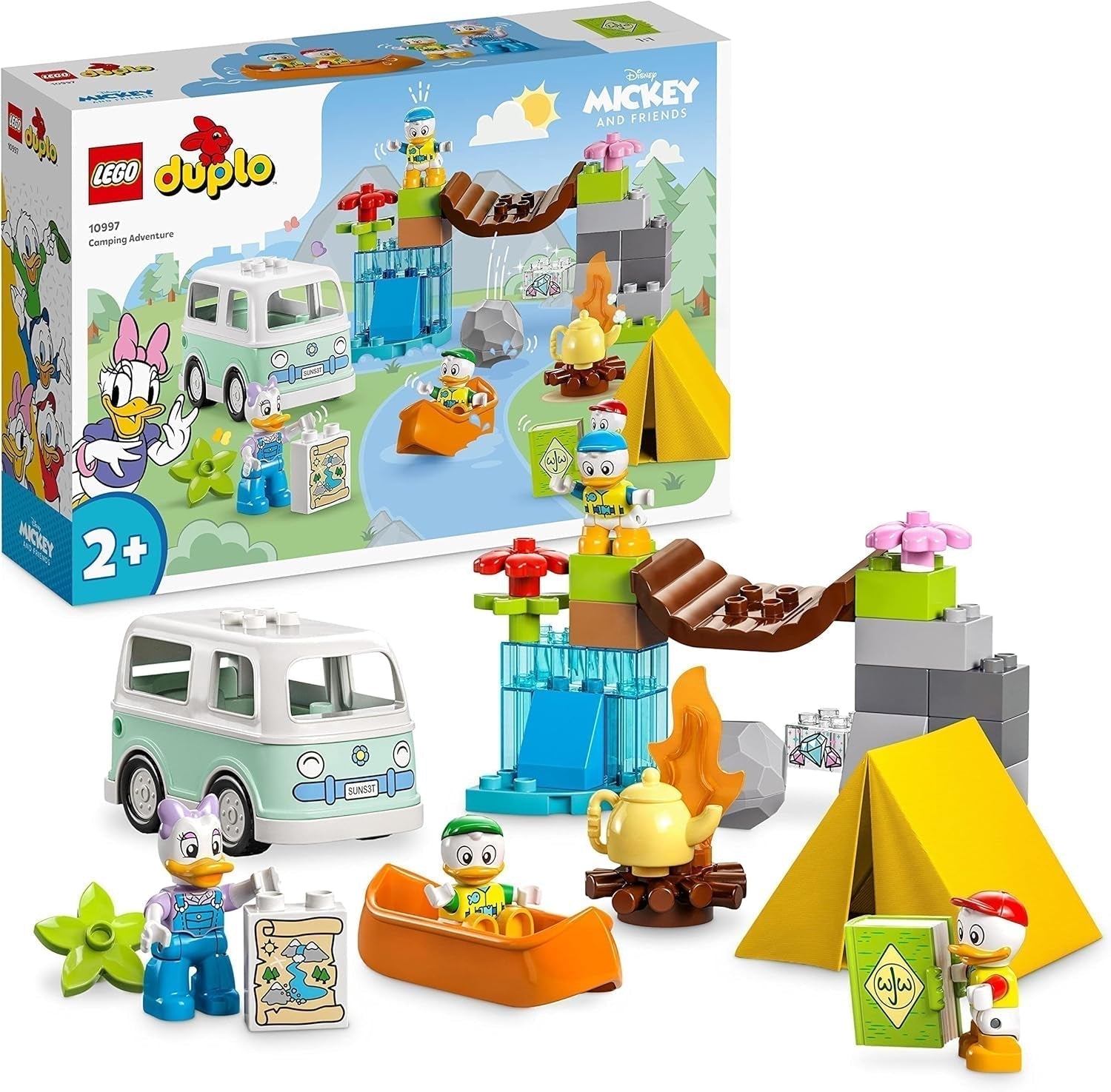 LEGO 10997 DUPLO Disney Mickey en zijn vrienden kampeeravontuurset met camper, kano en Daisy Duck-figuur, bouwspeelgoedcadeau voor peuters vanaf 2 jaar, meisjes en jongens Bouwsets Beuche in LEGO-Store