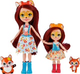 Enchantimals HCF81 - Felicity Fox en haar kleine zusje (ca. 15 cm en ca. 10 cm) en 2 dierenfiguren, afneembare rok en accessoires, leuk cadeau voor kinderen vanaf 3 jaar