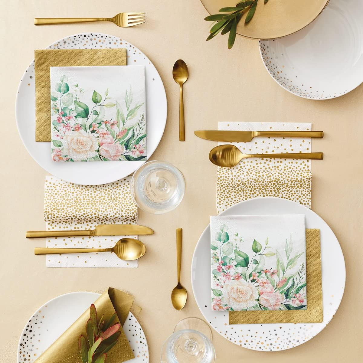 PAW - 3-laags servetten (33 x 33 cm) I 20 stuks I Perfect voor verjaardagen, feesten, bruiloften, communies en feestdagen I Gekleurde papieren servetten - Bloemen, Rozen I Kleur: Floral Moments (Pack van 2)