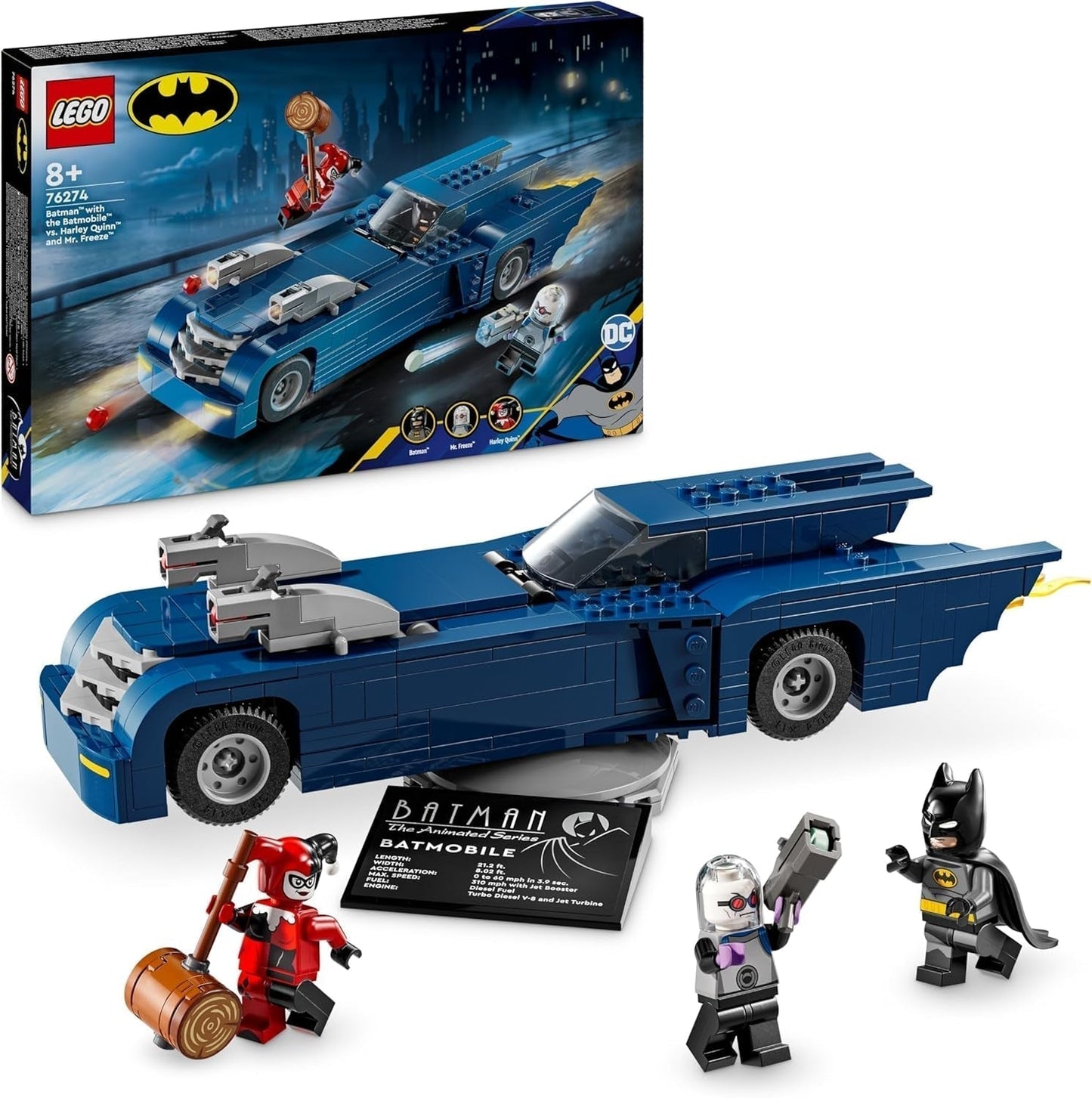 LEGO DC Batman: Batman in de Batmobile Vs. Harley Quinn en Mr Freeze Cartoonautospeelgoed voor kinderen Cadeau voor jongens en meisjes vanaf 8 jaar 76274 Bouwsets Bekijk de LEGO-Store standaardtitel