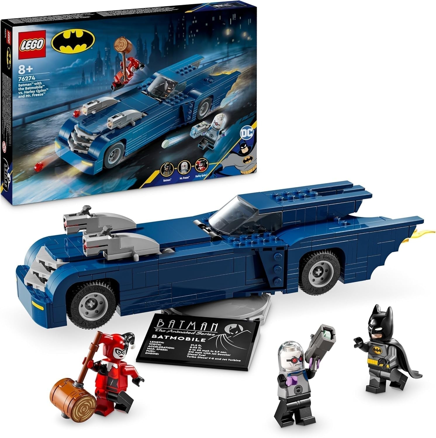 LEGO DC Batman: Batman in de Batmobile Vs. Harley Quinn en Mr Freeze Cartoonautospeelgoed voor kinderen Cadeau voor jongens en meisjes vanaf 8 jaar 76274 Bouwsets Bekijk de LEGO-Store standaardtitel