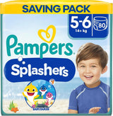 Pampers (oude versie), Splashers wegwerpbadshorts - maat 5/6 (14kg+) - doos met 8 verpakkingen van 10