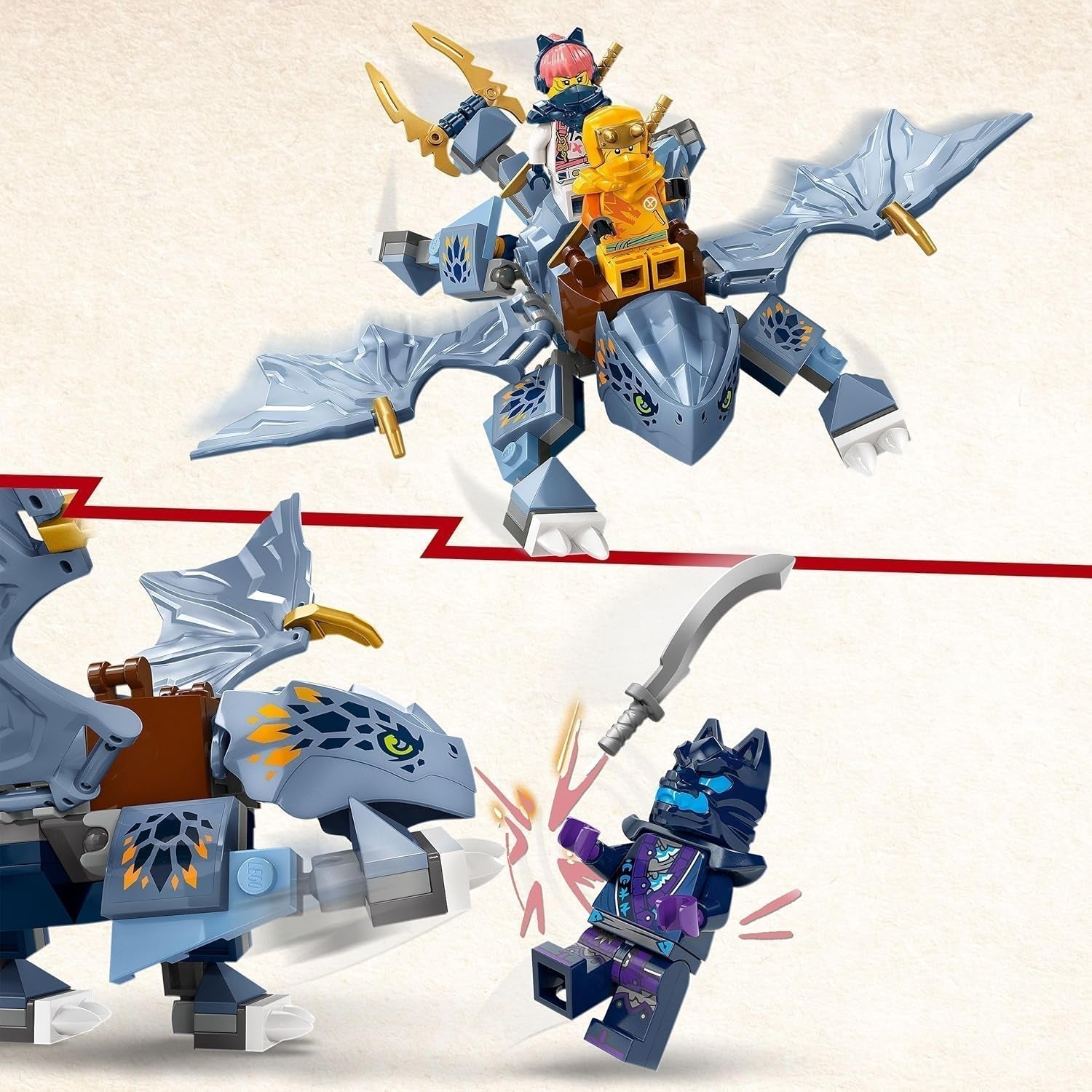 LEGO NINJAGO Riyu de babydraak Draakspeelgoed met 3 minifiguren, bouwbaar ninjaspeelgoed voor jongens en meisjes van 6 jaar oud, cadeau boordevol actie voor kinderen 71810 Bouwsets