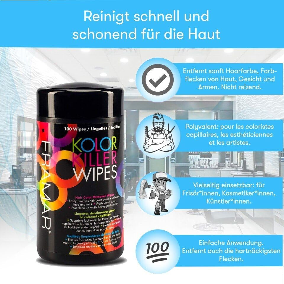 FRAMAR Remover voor geverfd haar - Remover voor geverfd haar, Remover voor geverfd haar, Remover voor geverfd haar, Accessoires voor het verven van haar, Remover voor geverfd haar, Remover voor geverfd haar - 100 doekjes Haarverf Naty Shop