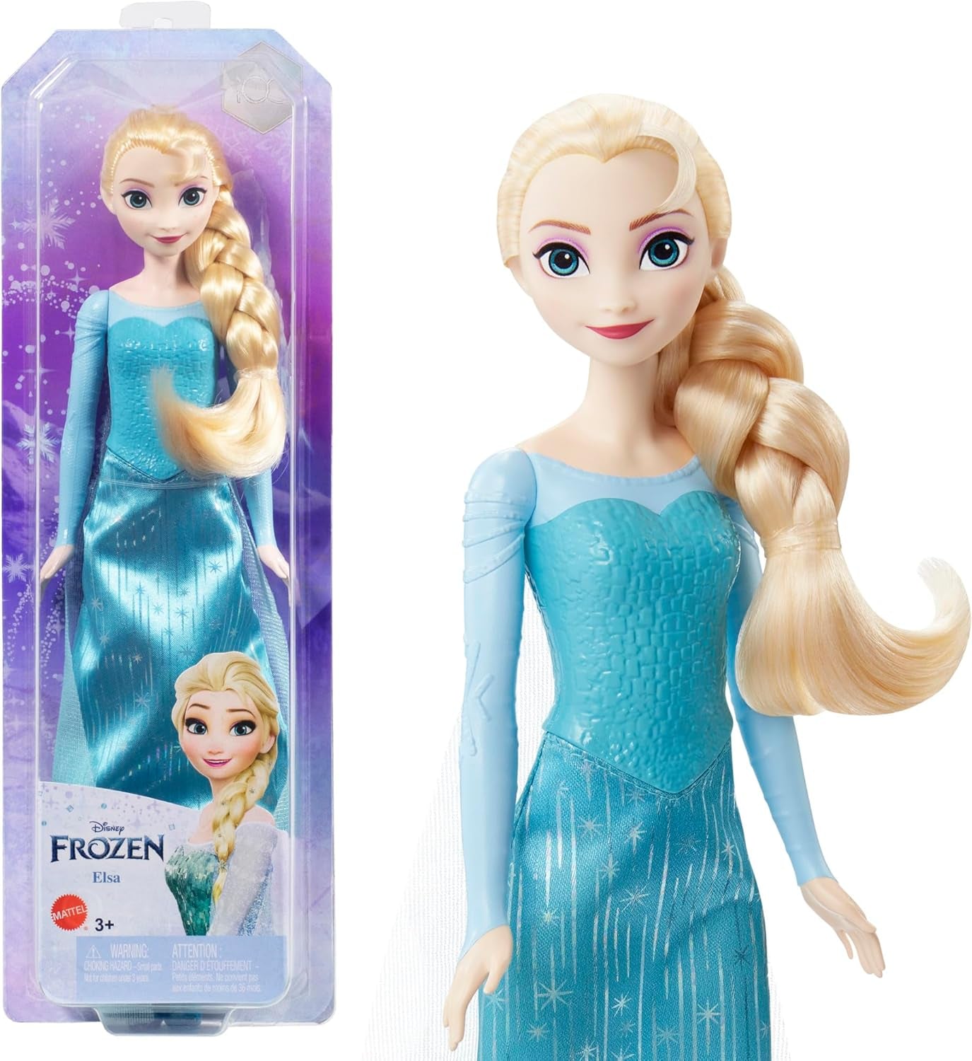 Elsa Mattel Disney Frozen pop, bevroren pop, kambaar blond haar, positioneerbaar, afneembare schoenen, Disney geschenken, speelgoed vanaf 3 jaar, HLW47