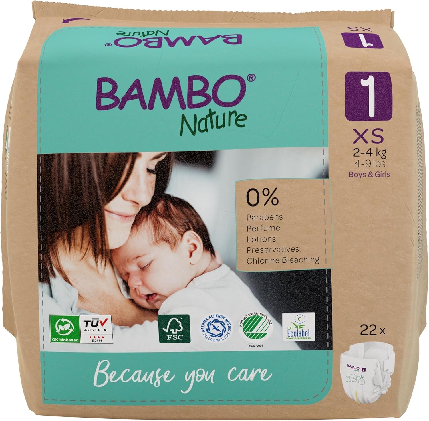 Bambo Nature Babyluiers, maat 1 (2-4 kg), maanddoos van 132 stuks | Premium luiers met verbeterde lekbescherming | Ultiem comfort en vrijheid voor pasgeborenen | Dermatologisch geteste luiers