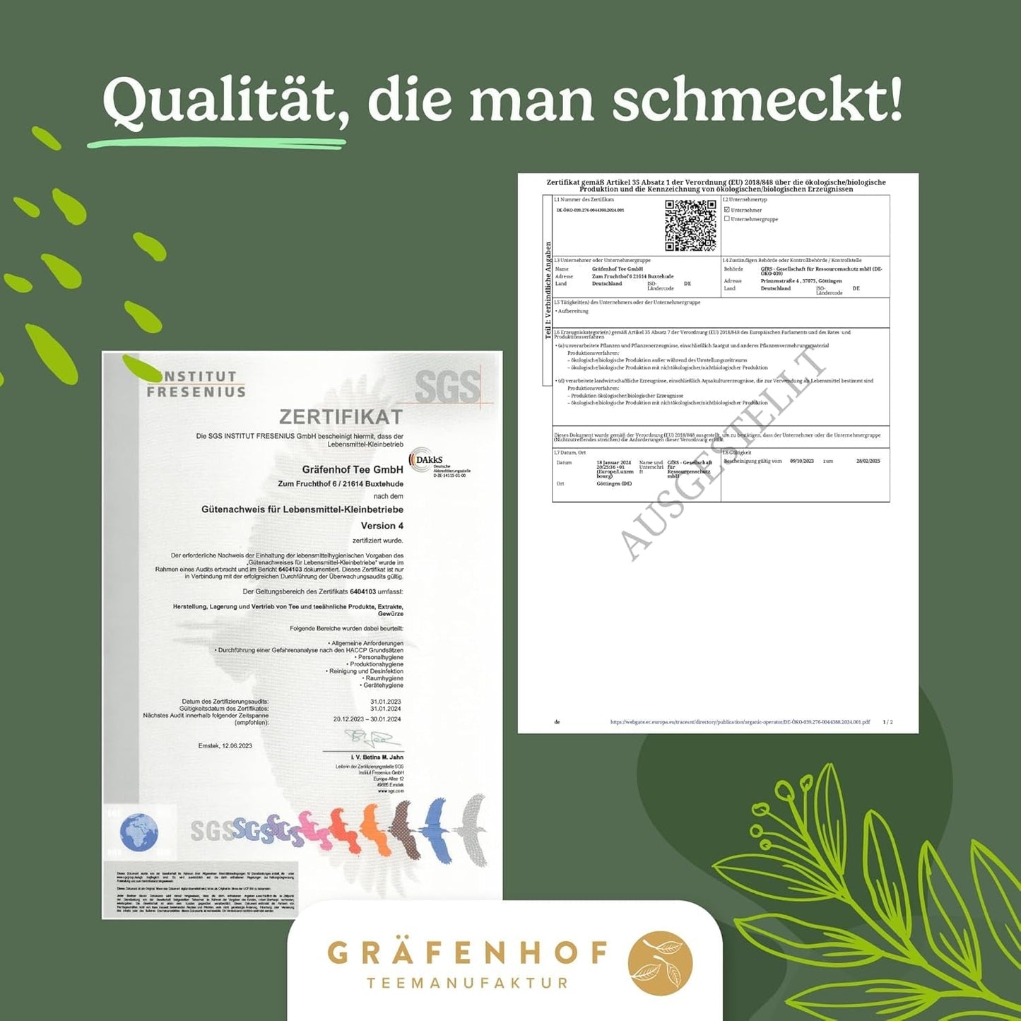 Biologische Yerba Mate-thee De originele 1 kg losse mate-thee Hoge cafeïne, ongebrand, luchtgedroogd, in het laboratorium geteste mate-bladeren, verpakt in Duitsland Premium kwaliteit Gräfenhof