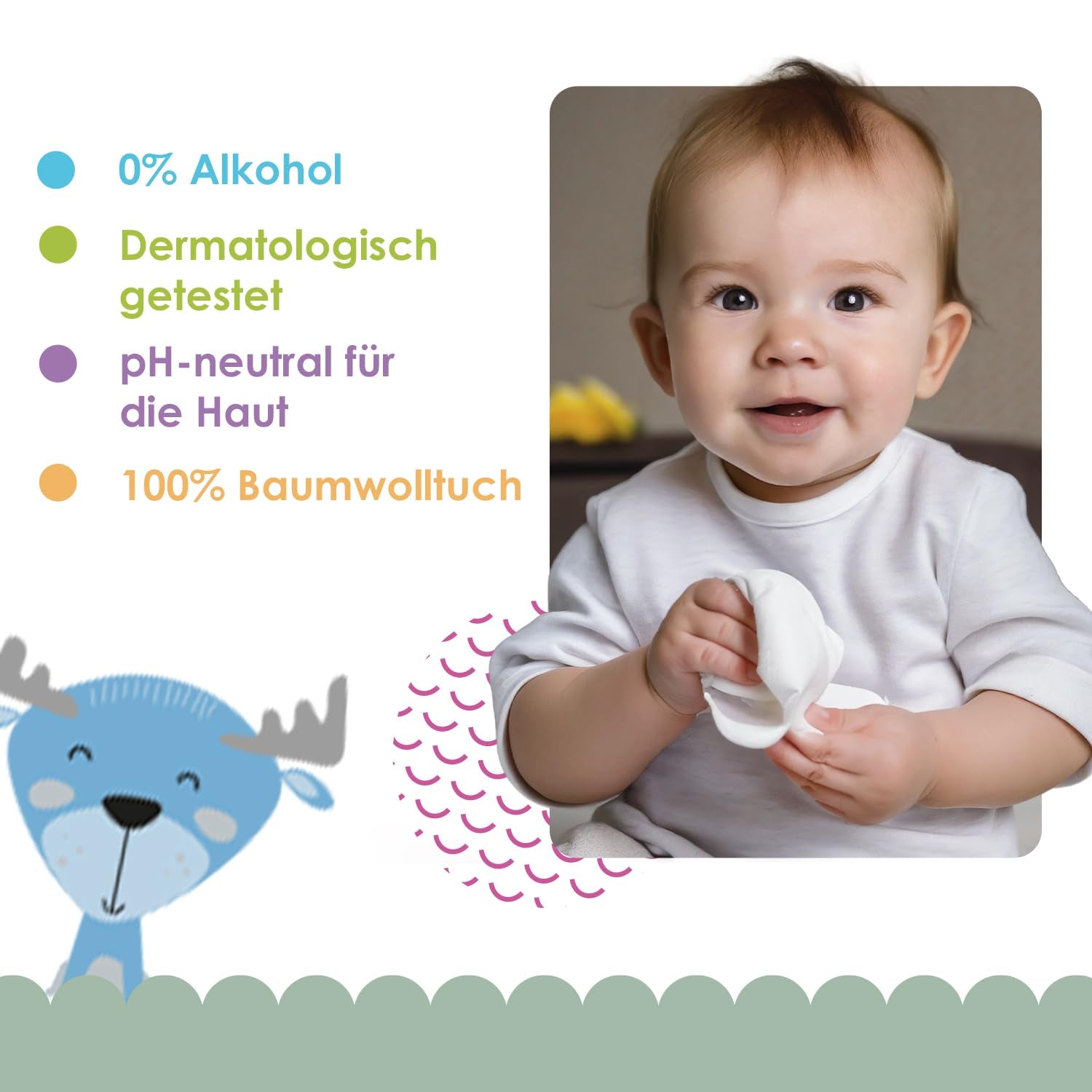 Cleanic Baby Eco Pure Water Vochtige Doekjes – (1 x 50 st.) Vochtige doekjes voor kinderen en zuigelingen – geurvrij, doorspoelbaar, gevoelige huid – 50 st.